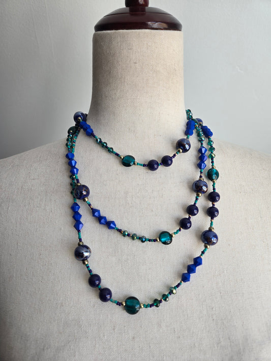 Premier Designs Cobalt Glass Bead Super Long Necklace