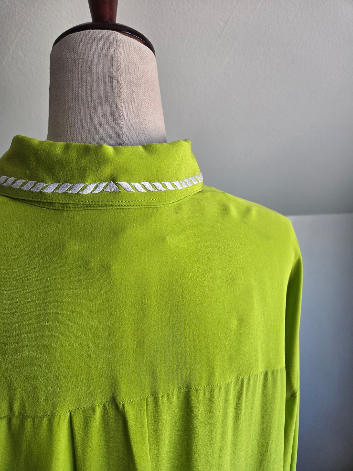 Diane Von Furstenberg Silk Lime Green Rope Top - 2XL