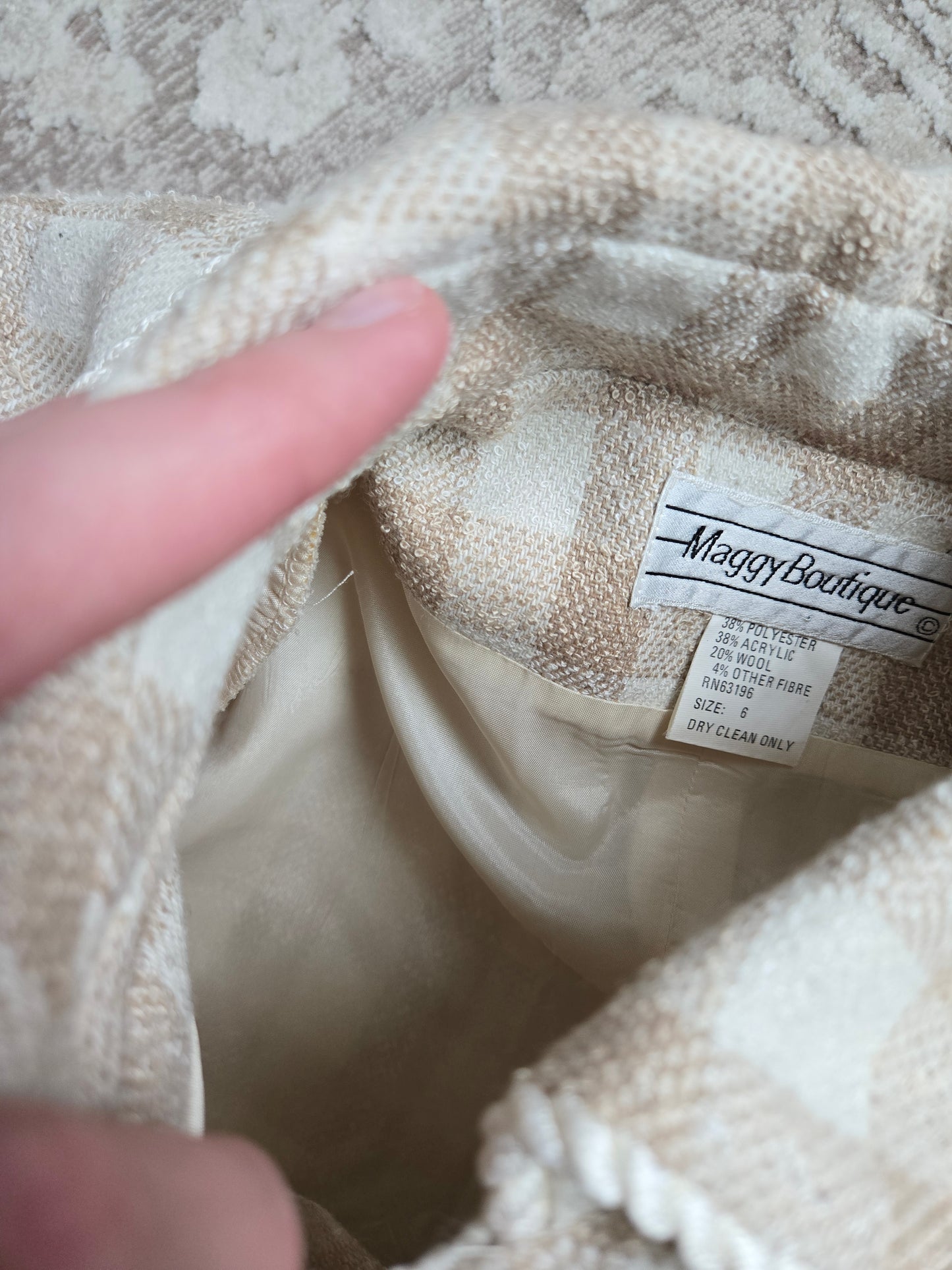 Maggy Boutique Vintage 80s Neutral Plaid Double Breasted Dress - Medium