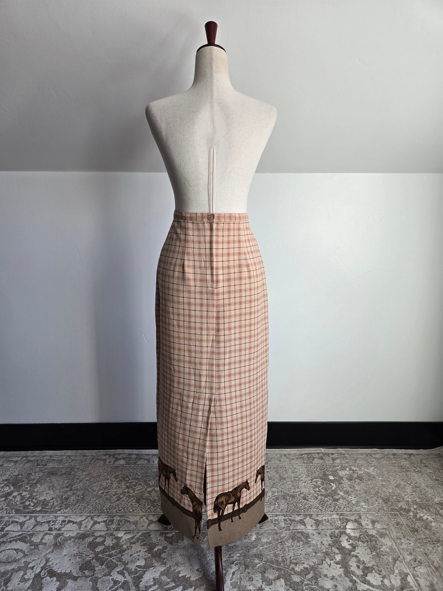 Vintage 90s Intriguing Threads Equestrian Horse Maxi Skirt - W29"