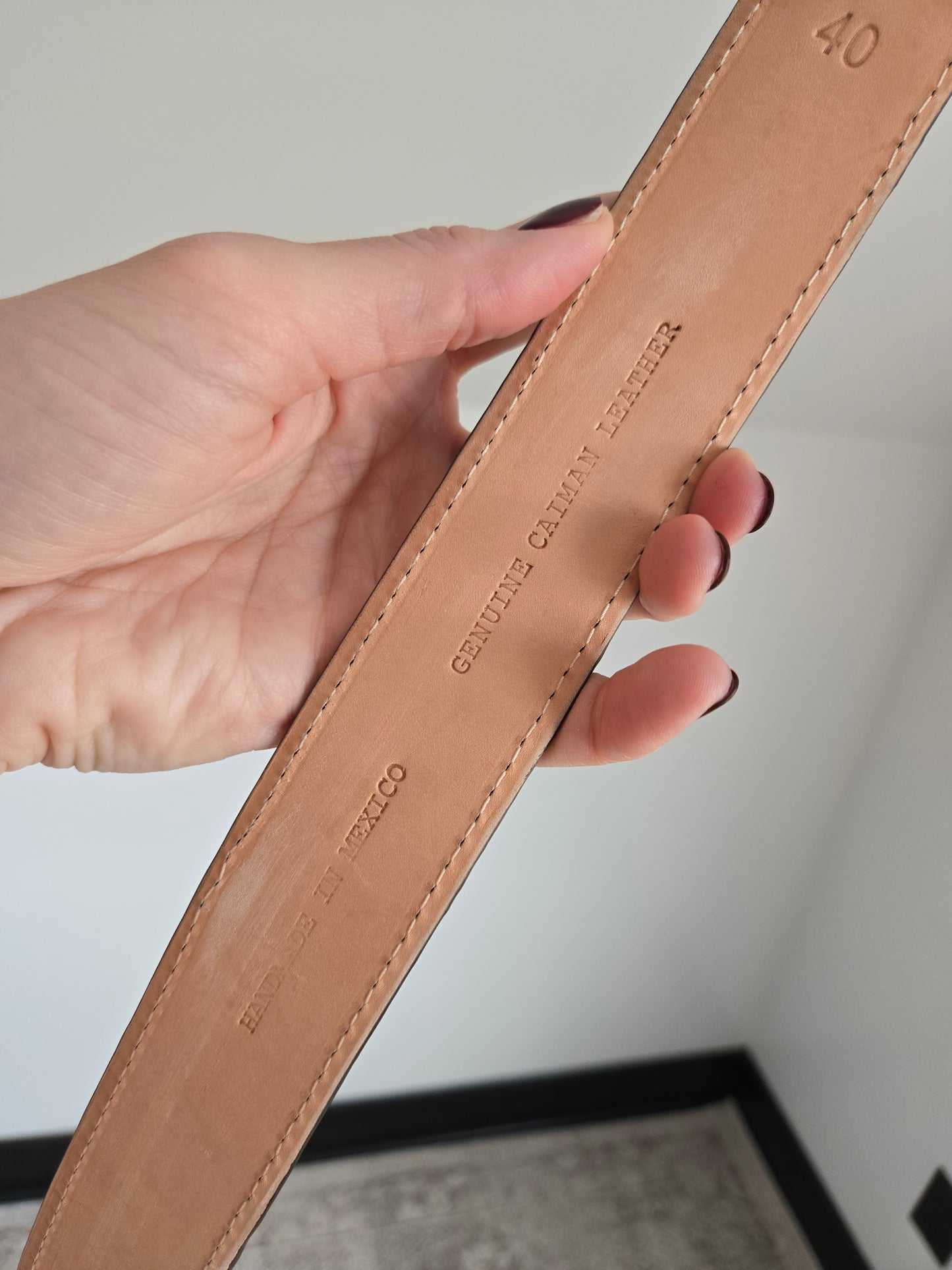 Vintage Genuine Caiman Leather Patchwork Belt - W39-44"