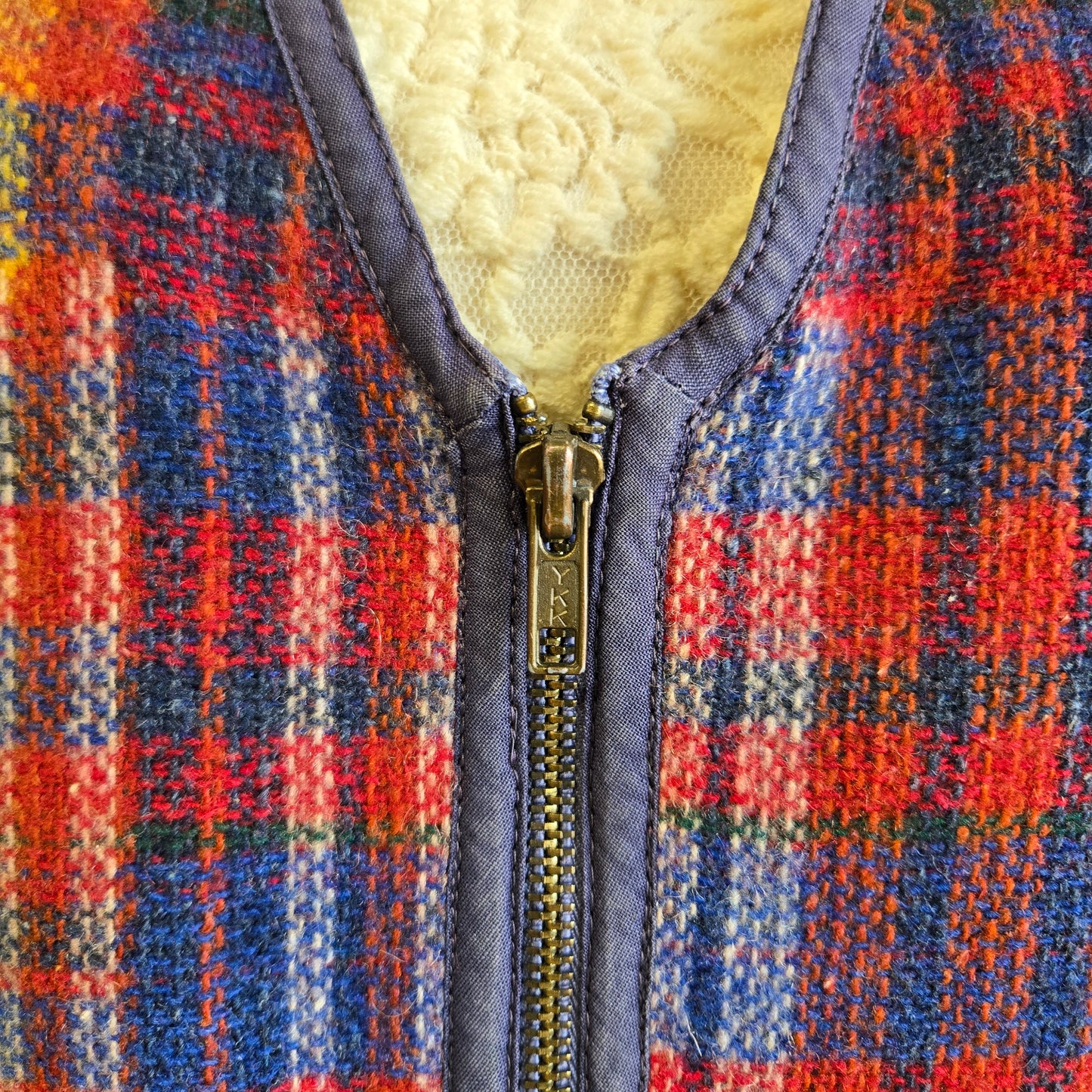 Paris Sport Club Vintage Wool Plaid Vest - medium