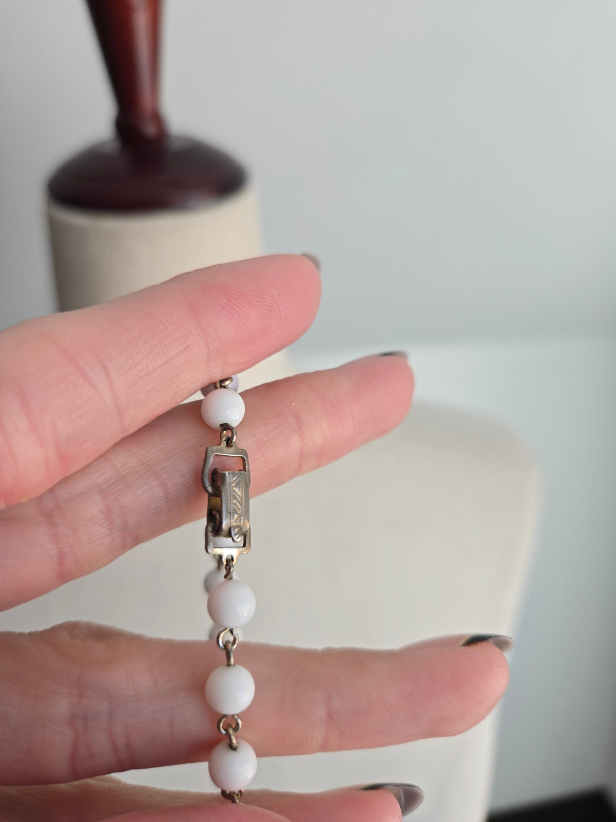 Vintage Milk Glass Flower Necklace