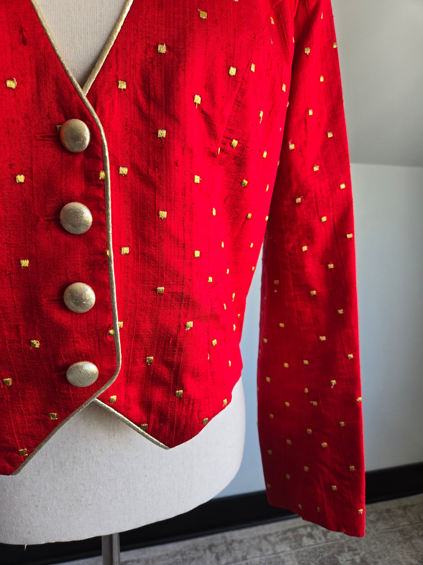 Vintage 80s Hobby Horse Red Silk Western Blazer - M/L