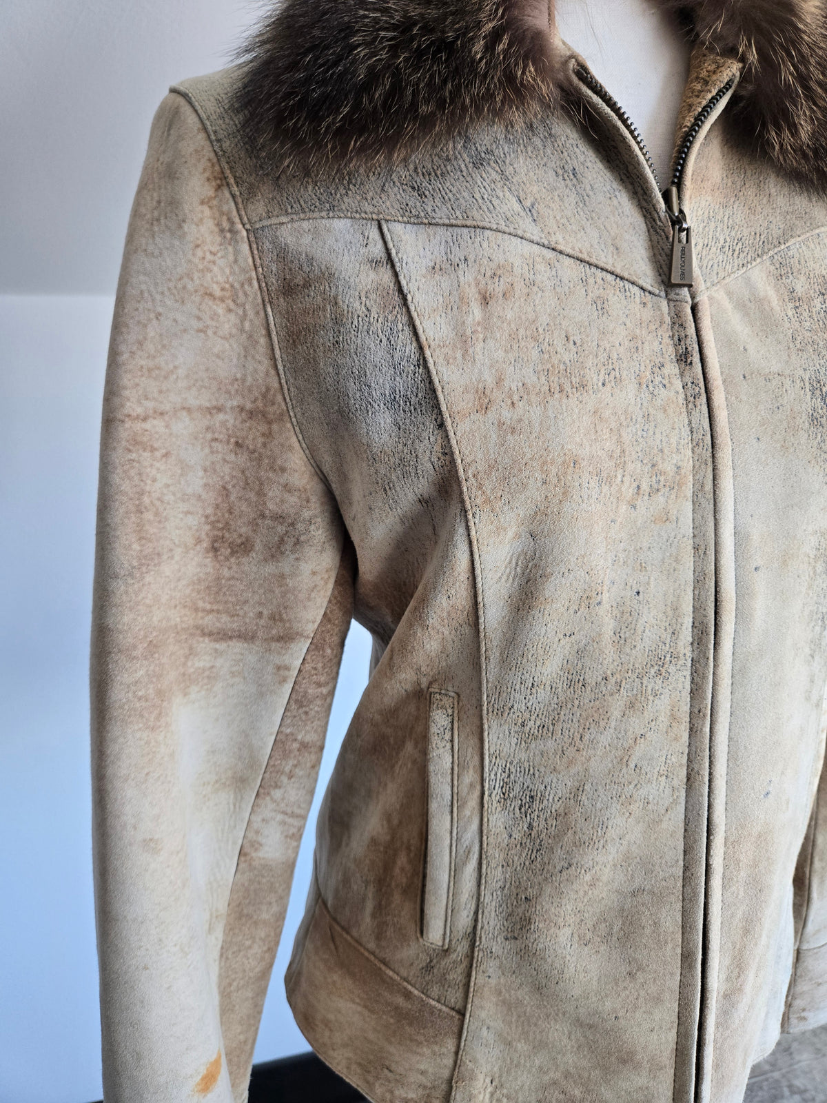 Reilly Olmes Genuine Leather Jacket with Real Fur Collar - XS/S