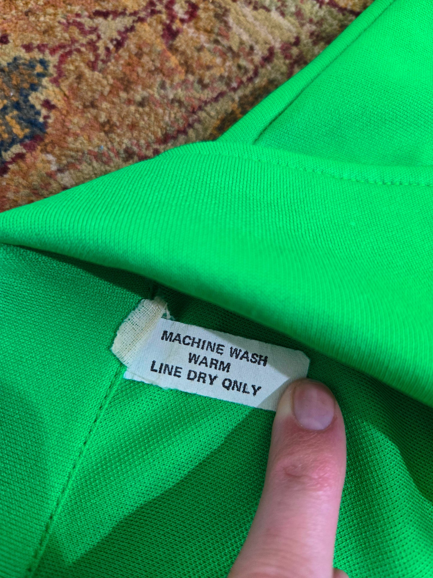 Vintage 70s Lime Green Button Down Mini Dress - L/XL