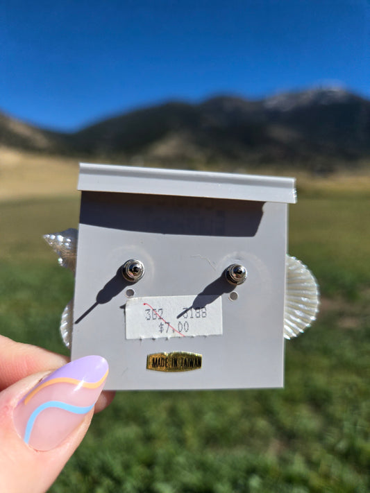 The Canary and the Elephant Deadstock Seashell and Rhinestone Earrings
