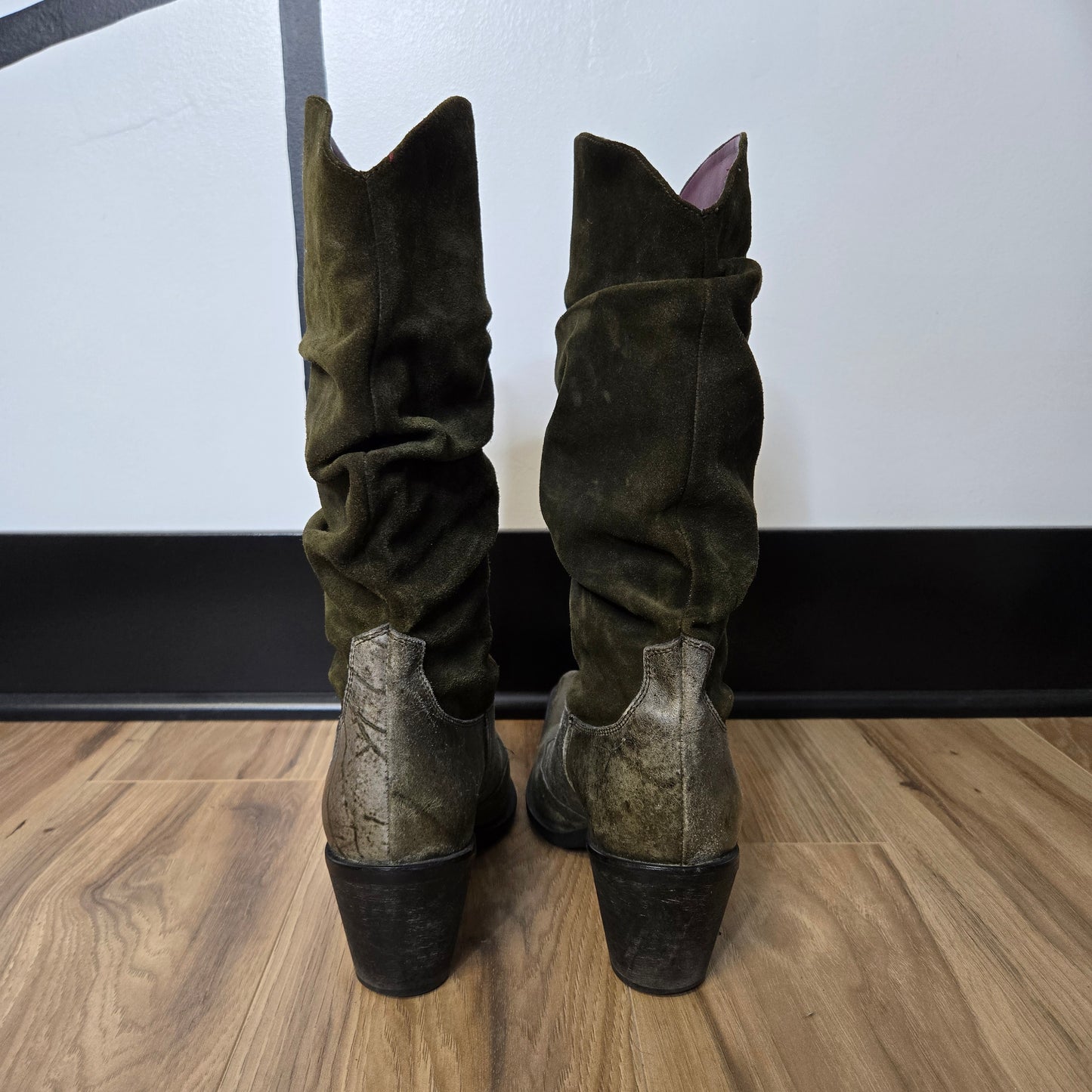 Vintage Dark Green Made in Italy Leather Western Boots