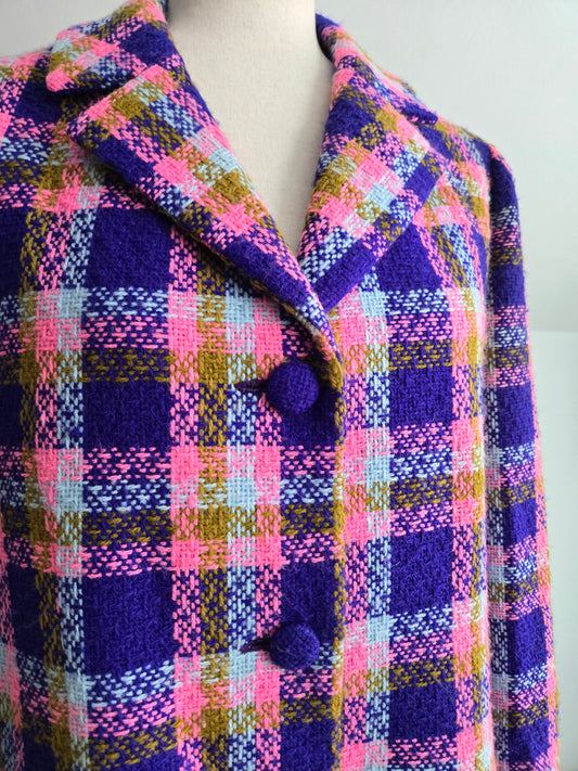 Vintage 70s Colorful Plaid Blazer/Jacket - medium/large