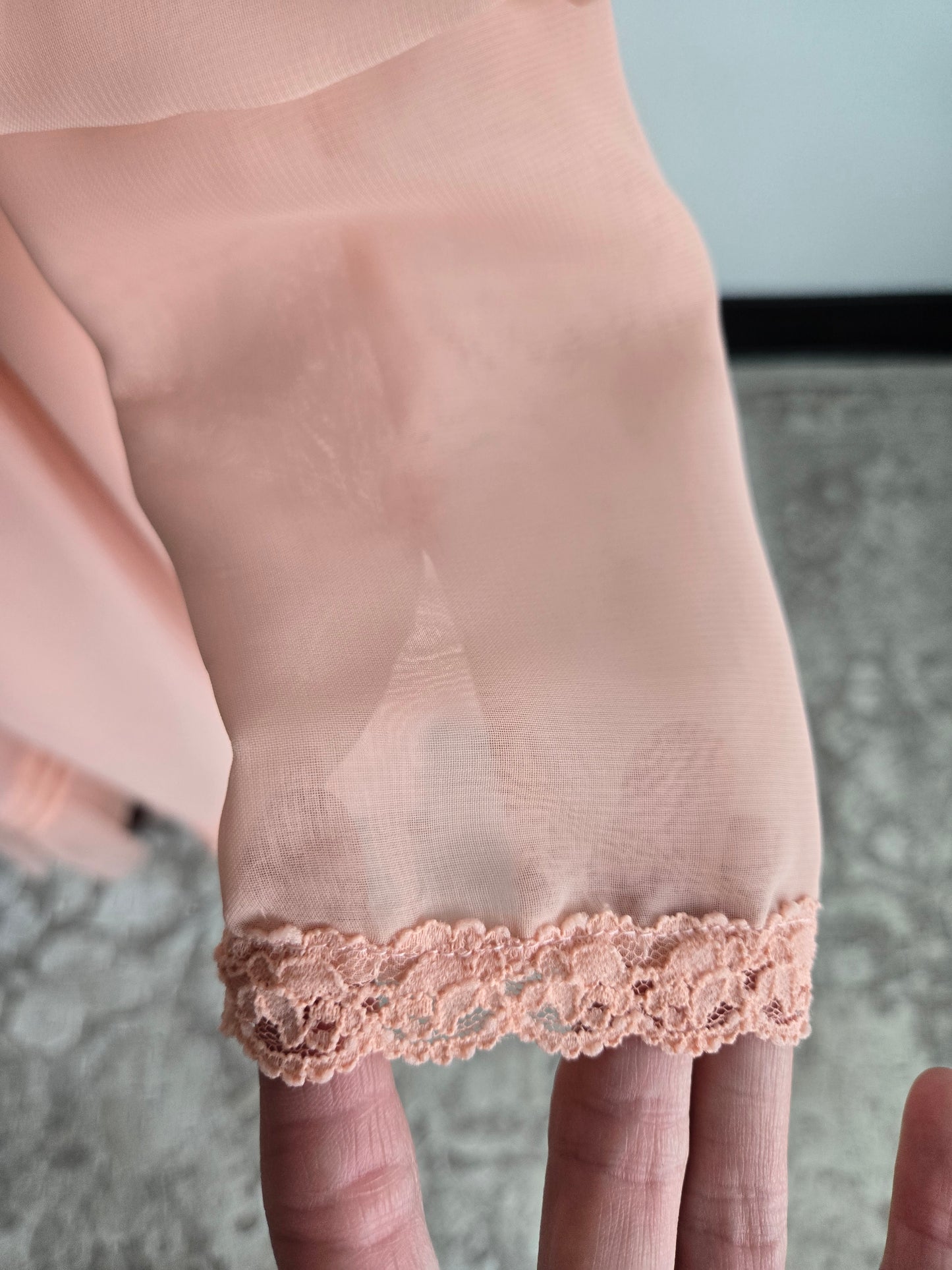 Peachy Pink 1970s Vintage Edwardian Style Dress - small