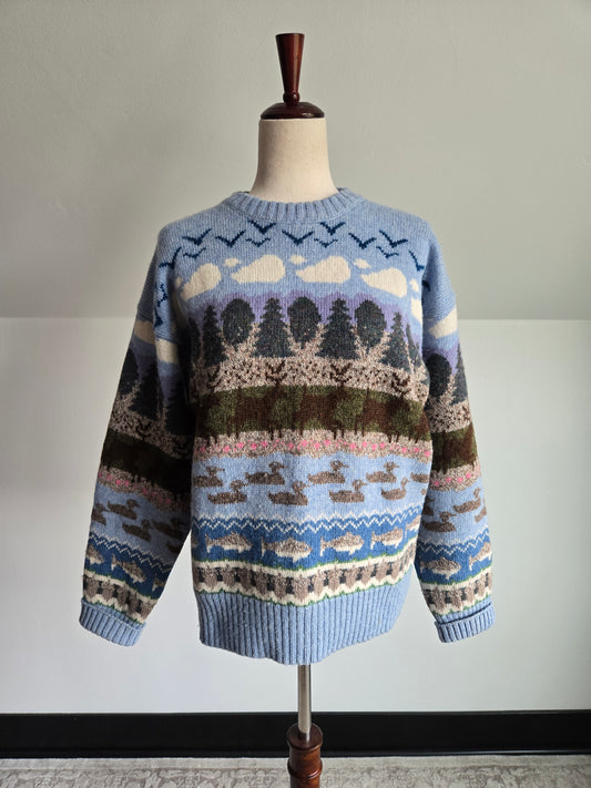 Orvis Vintage Outdoor Scene Wool Sweater - Medium