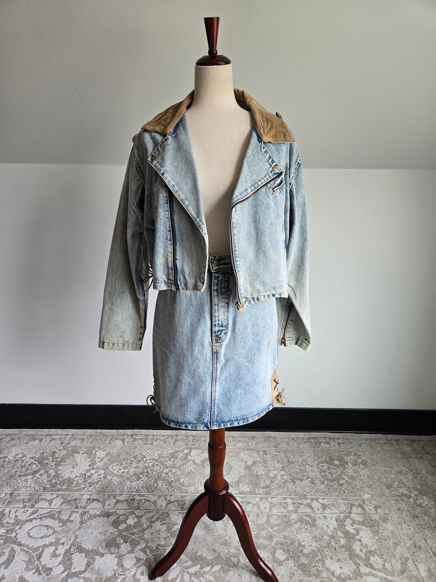Vintage 90s CT Jeans Denim Two Piece Set Made in Brazil - Medium