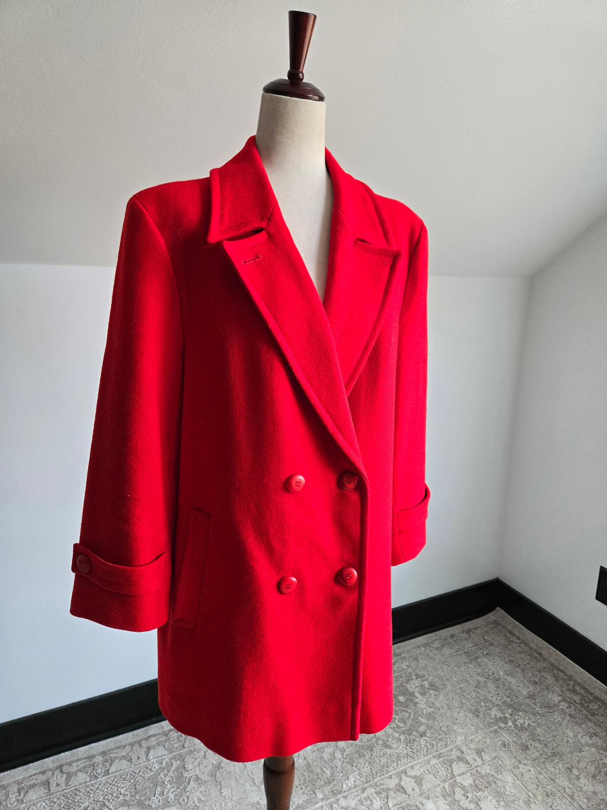 Vintage Pendleton Bright Red Wool Coat - Size 12
