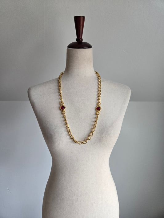 Napier Gold and Red Cabochon Necklace