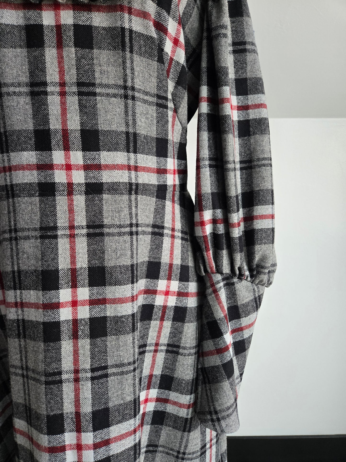 Vintage 70s Wool Plaid Dress - Medium