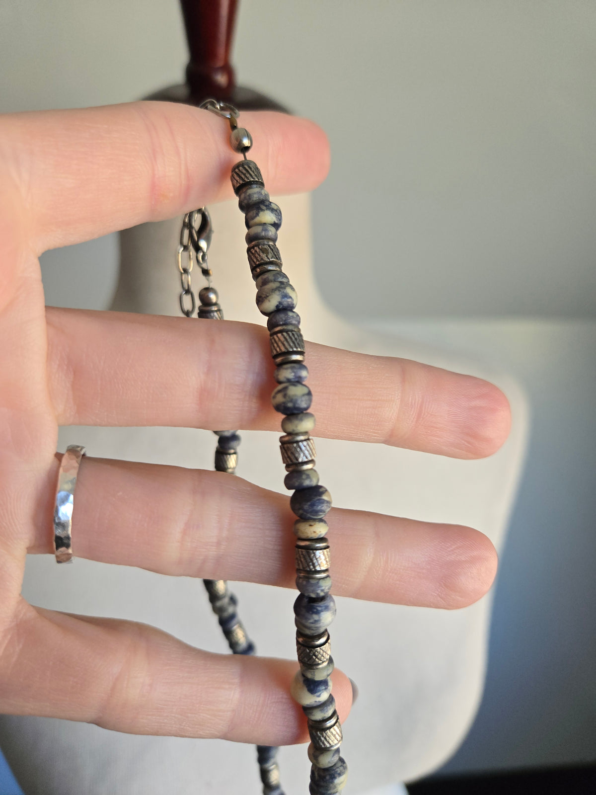 Navy Beaded Boho Necklace