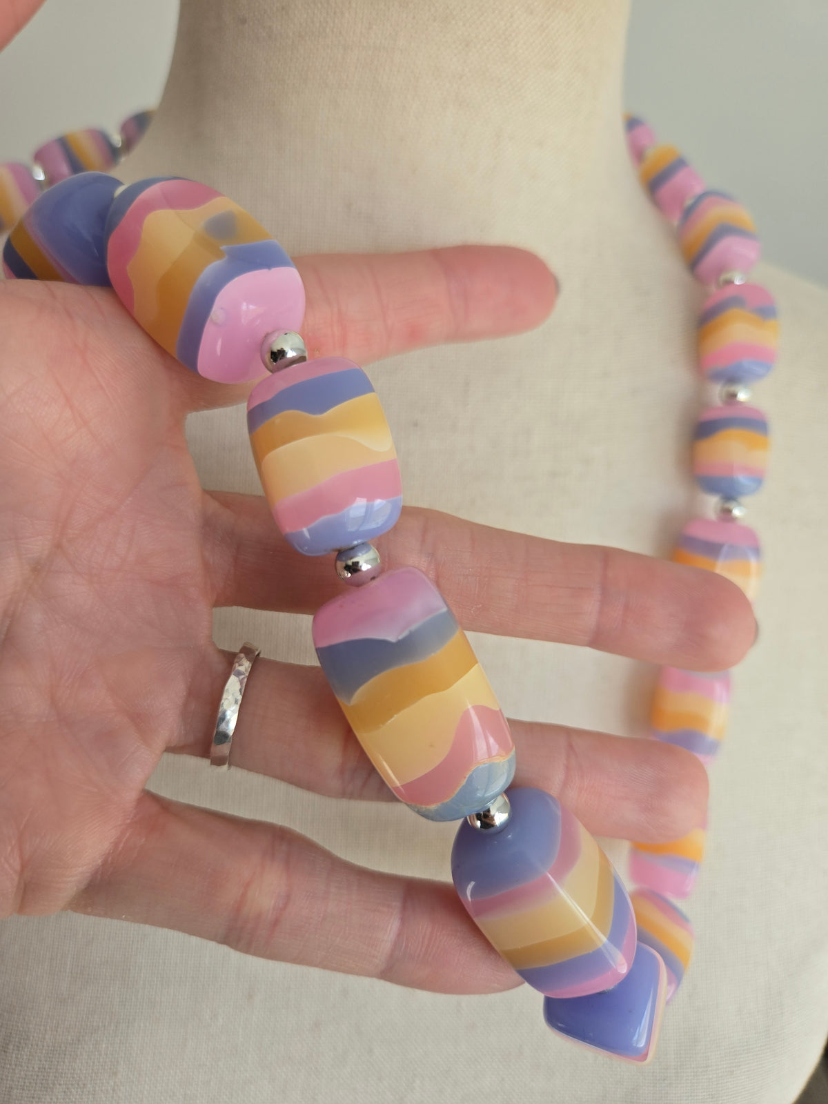 Vintage Colorful Acrylic Bead Statement Necklace