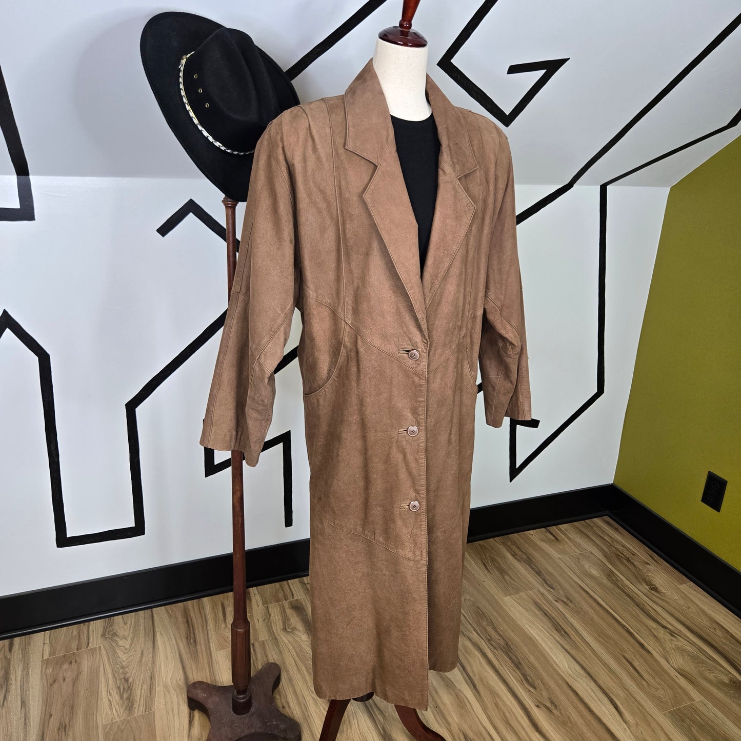 G-III Vintage Leather Suede Trench Coat with Western Liner - large