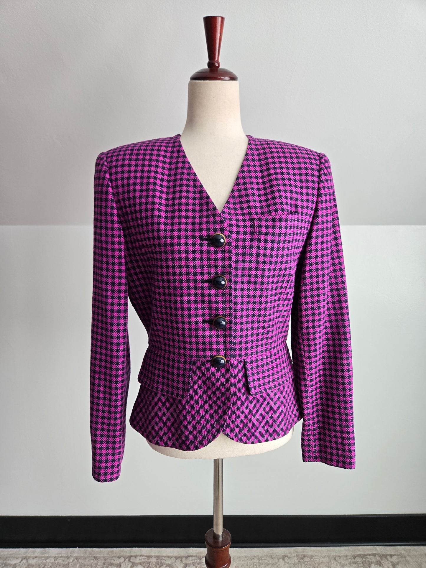 Liz Claiborne Vintage Silk/Wool Tweed Pink Plaid - Small