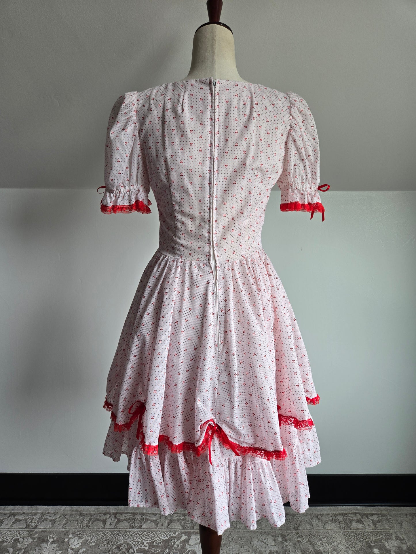 True Vintage 1960s Western Swing Dancing Dress Red and White - Small