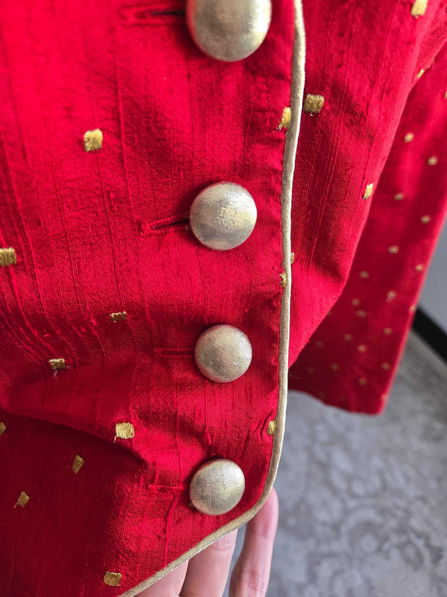 Vintage 80s Hobby Horse Red Silk Western Blazer - M/L