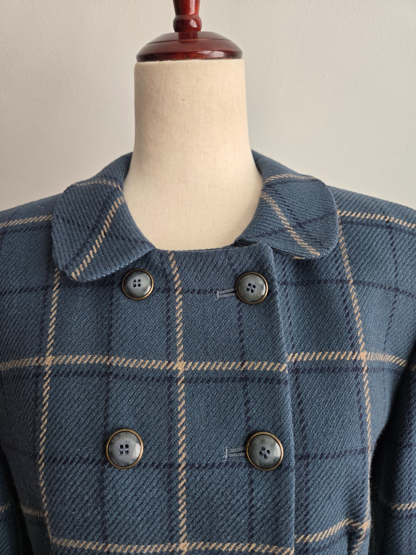 Rena Rowan for Saville Worsted Wool Dusty Blue Cropped Blazer - medium