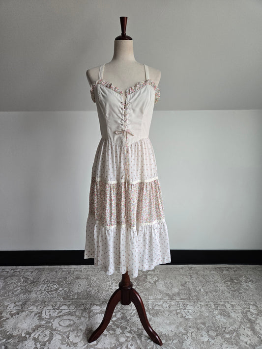 Bill Berman of California Vintage Corset Front Prairie Dress - Small