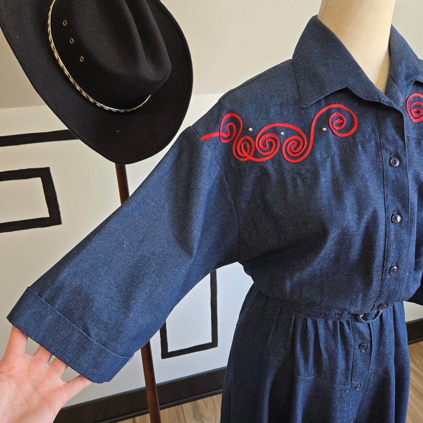 Willi of California Vintage Western Denim Dress - Size 12