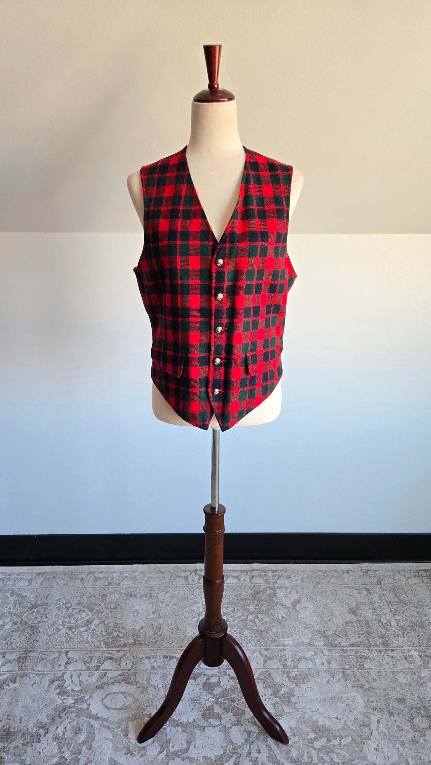 Pendleton Vintage Red Plaid Virgin Wool Vest - M/L