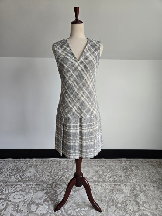 Vintage 1950s Fritzi of California Wool Woven Plaid Dress - S/M