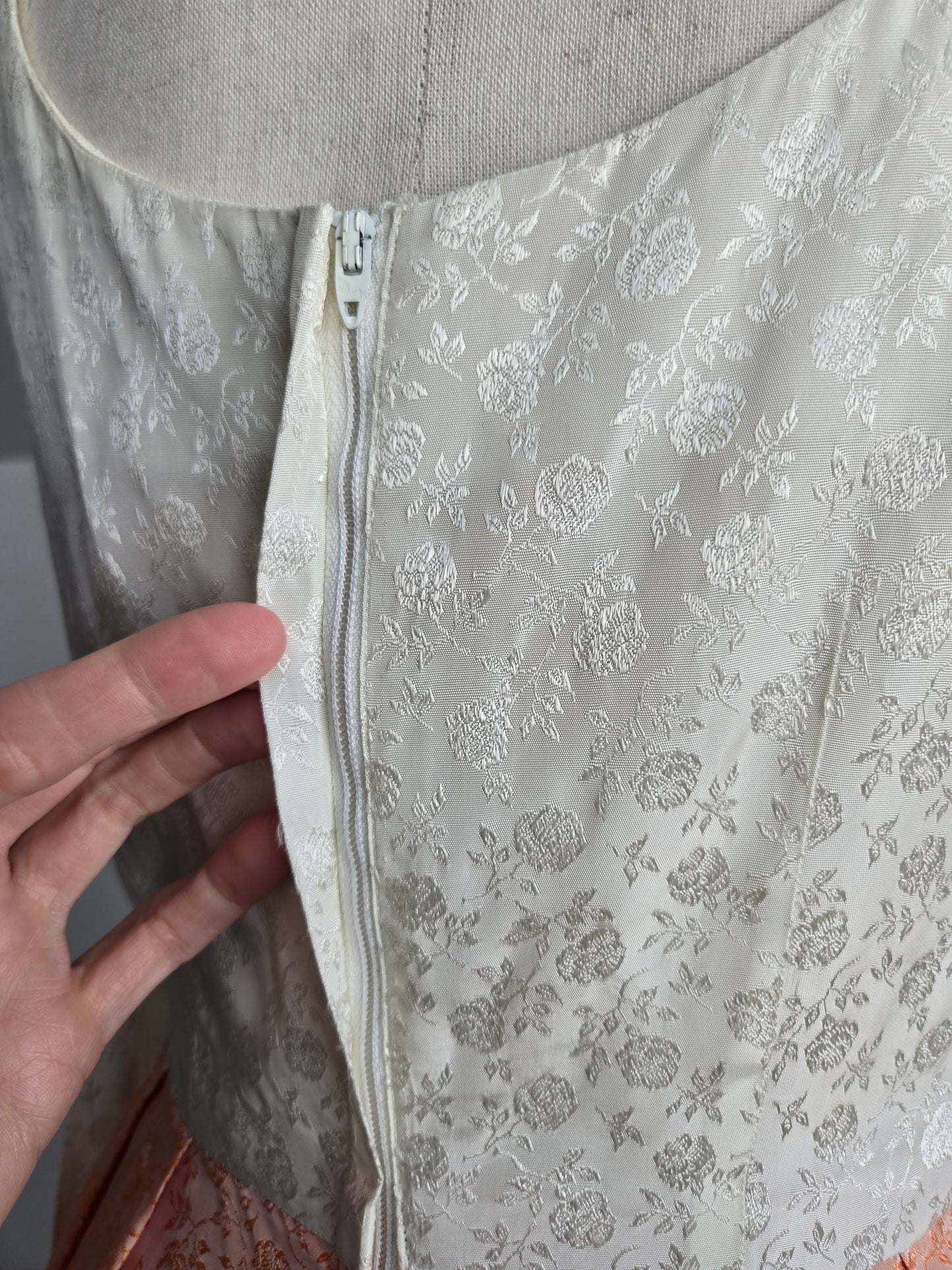 1950s Jacquard Floral Colorblock Maxi Dress - XS/S