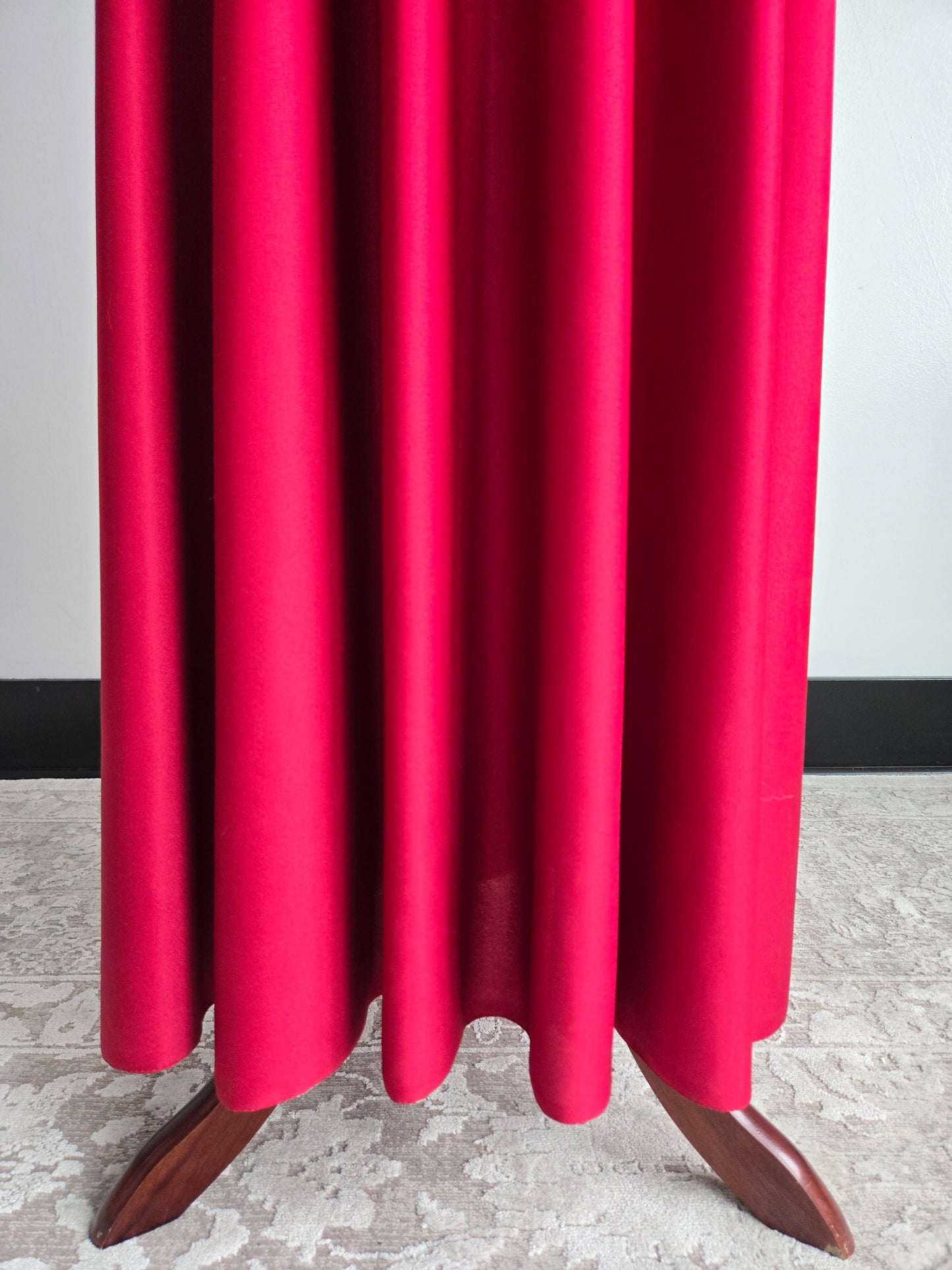 Vintage 1970s Red Slinky Maxi Dress with Shear Lace - Medium