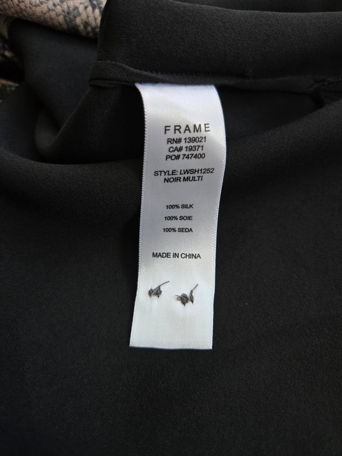FRAME Designer Silk Top with Snakeskin Print - Small