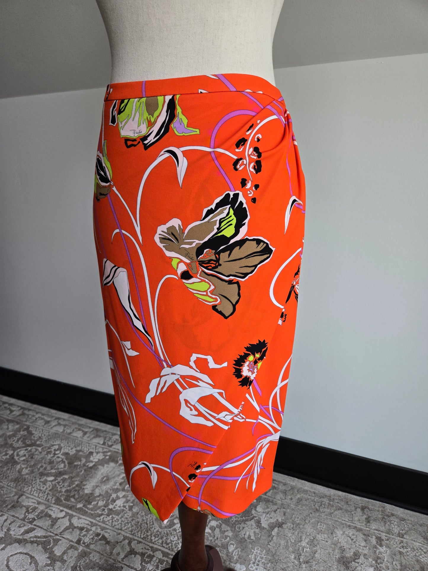 Vintage Emilio Pucci Made in Italy Fluilio Signed Print Skirt - Small