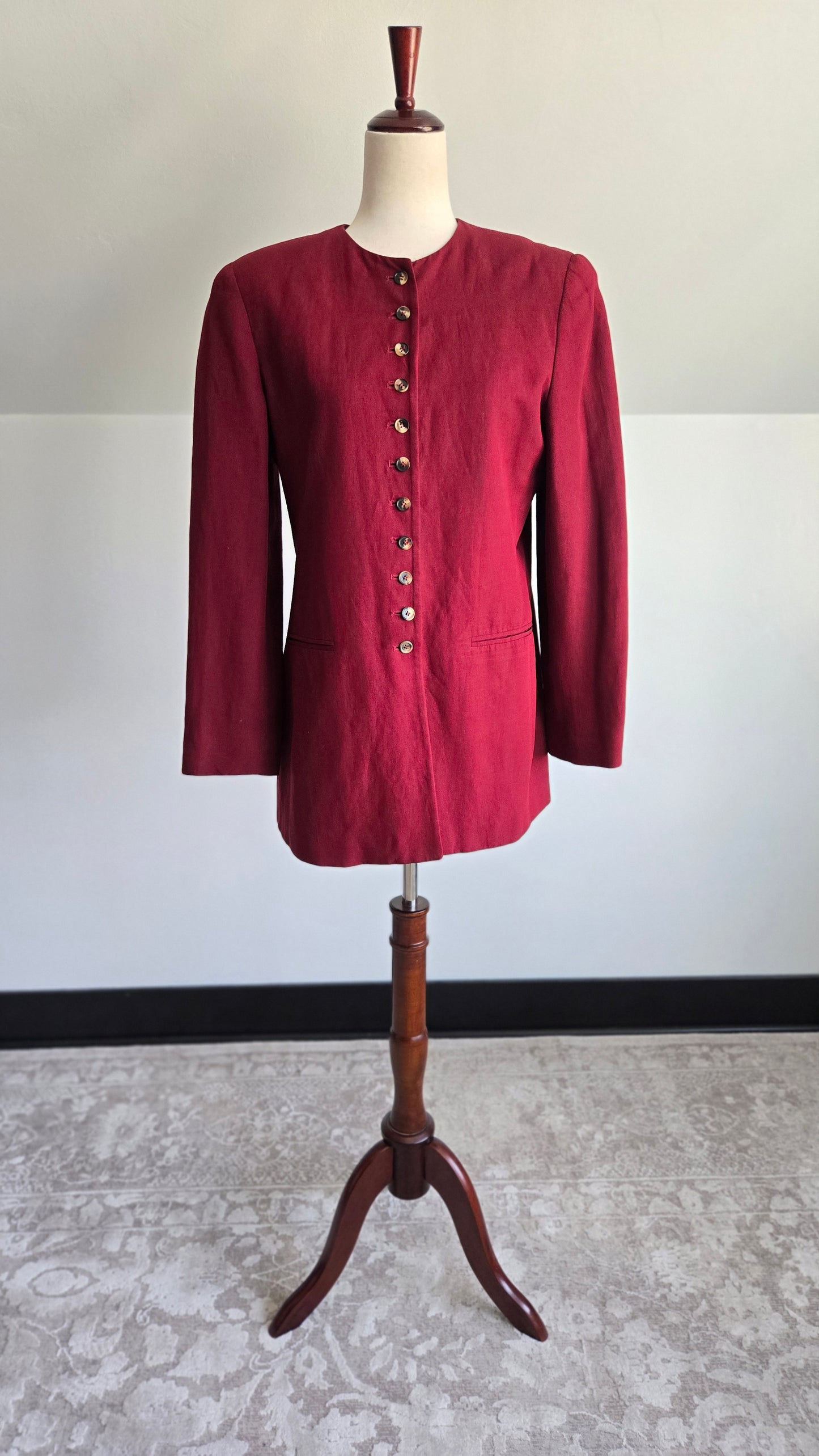 Vintage Jones New York Burgundy Linen Blazer - Size 6