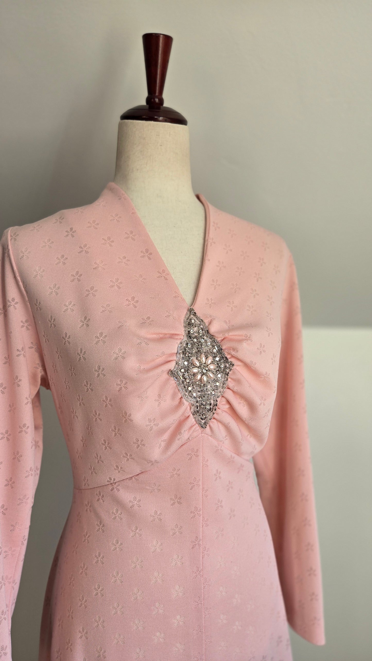 Lady Laura by Toni Todd Vintage Pink Dress with Beaded Detail - large