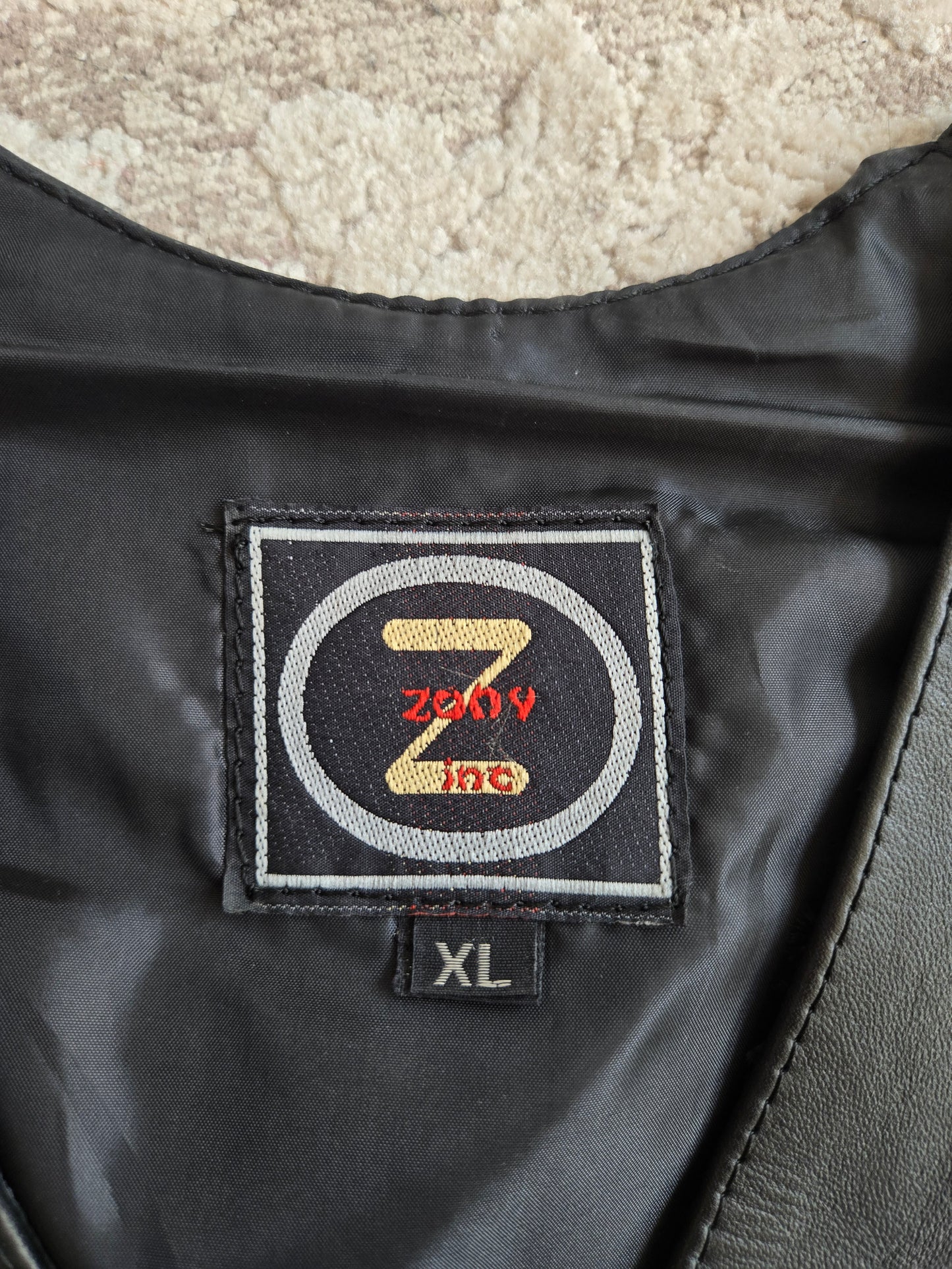 Zony Inc Black Genuine Leather Fringe Vest - XL