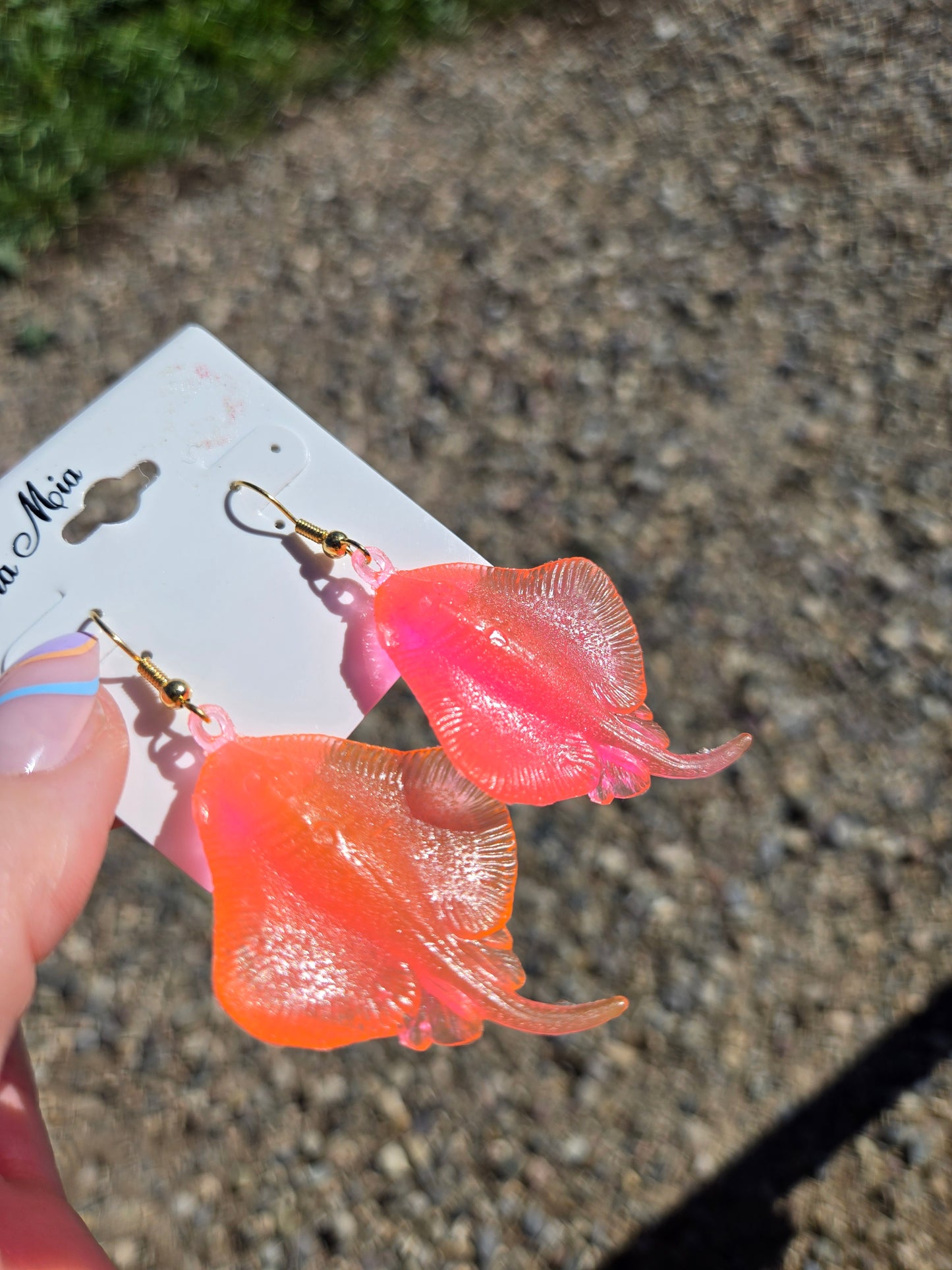 Deadstock Cara Mia Pink Rubber Singray Earrings - #2