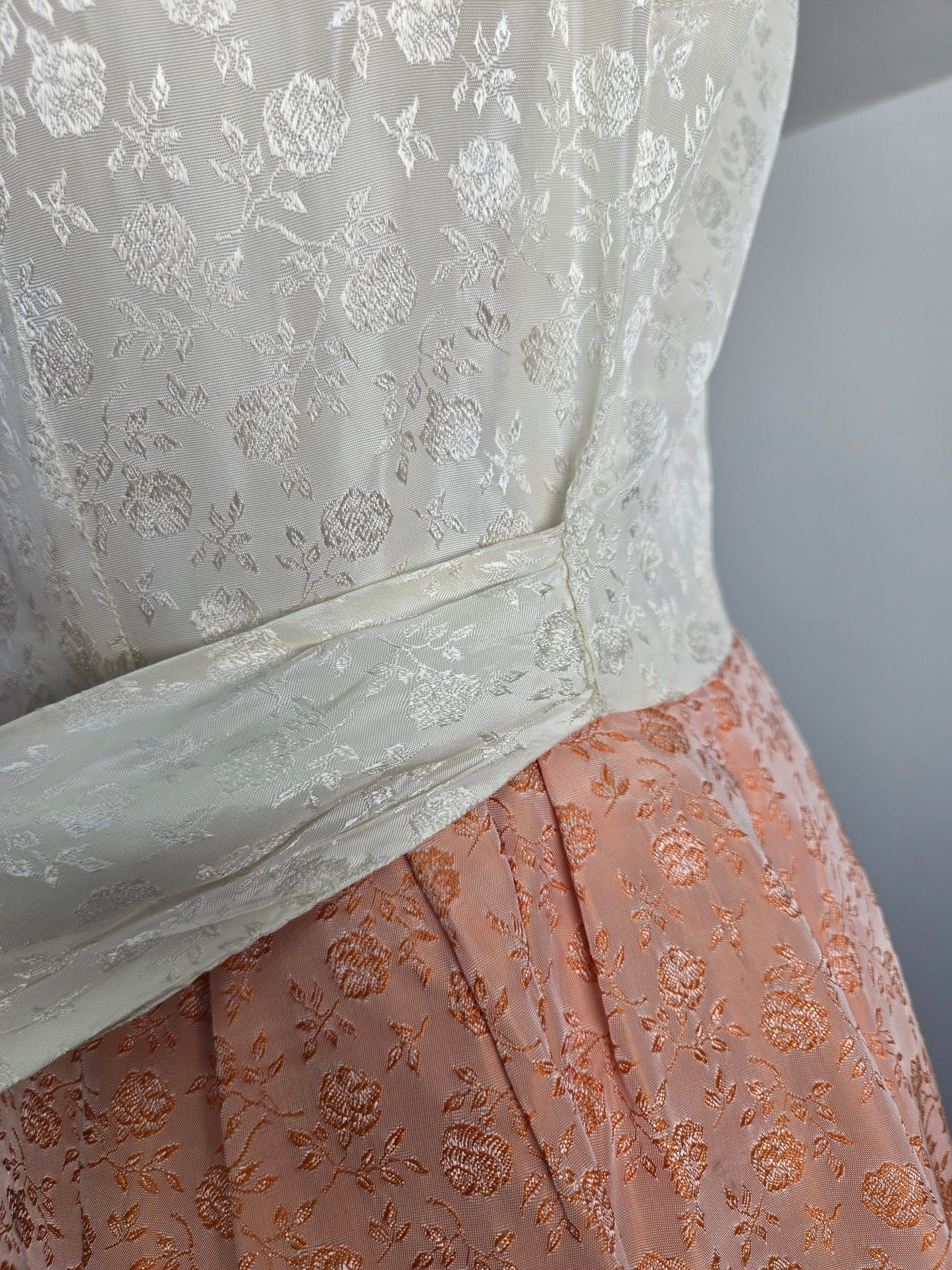 1950s Jacquard Floral Colorblock Maxi Dress - XS/S