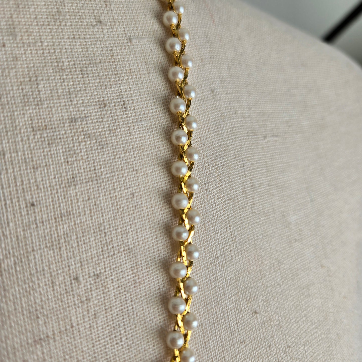 Vintage Gold and Pearls Braided Necklace