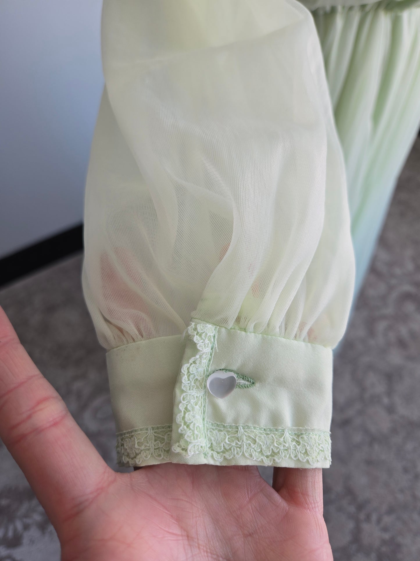 Lime Green Edwardian Style Vintage Formal Dress - small