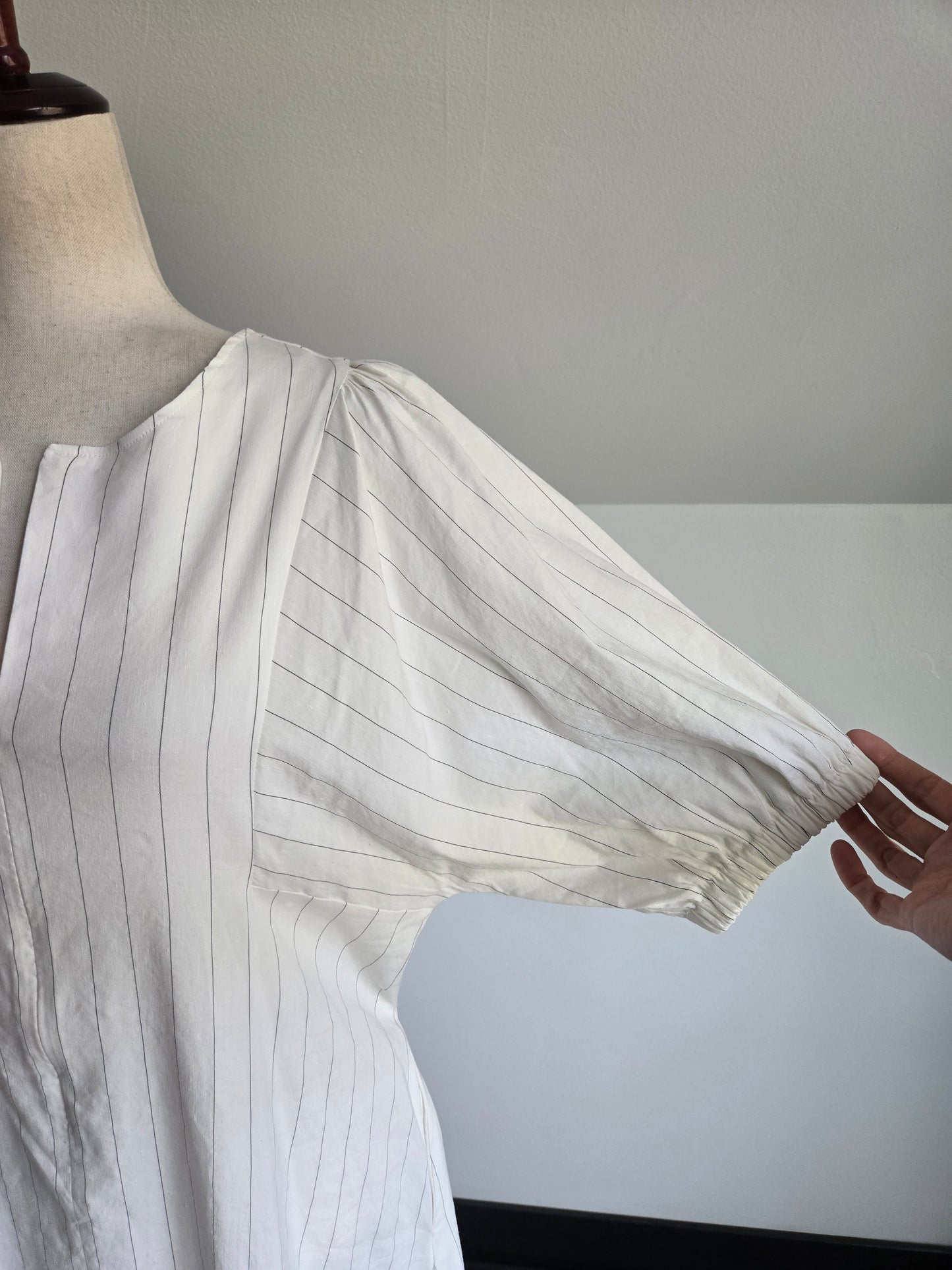 Elaine Kim NWT Linen Blend Pinstripe Dress - Large