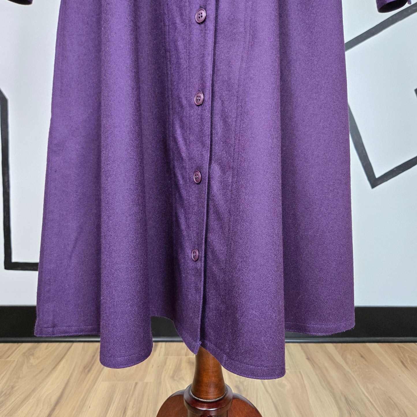 Harve Bernard Deep Purple Wool Trench Style Dress - small