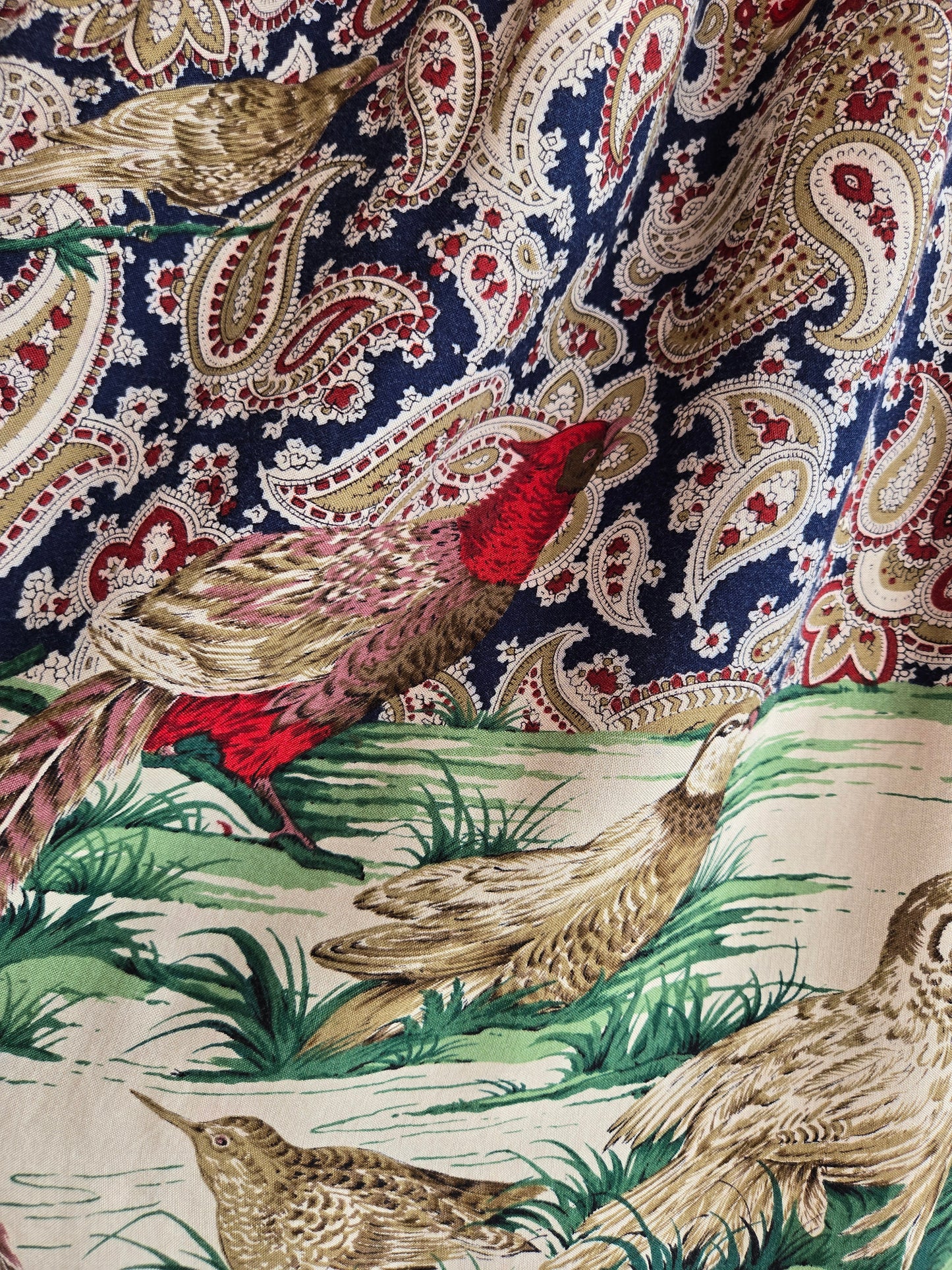 Vintage Willowbend Bird Scene and Paisley Print Skirt - W26-34"