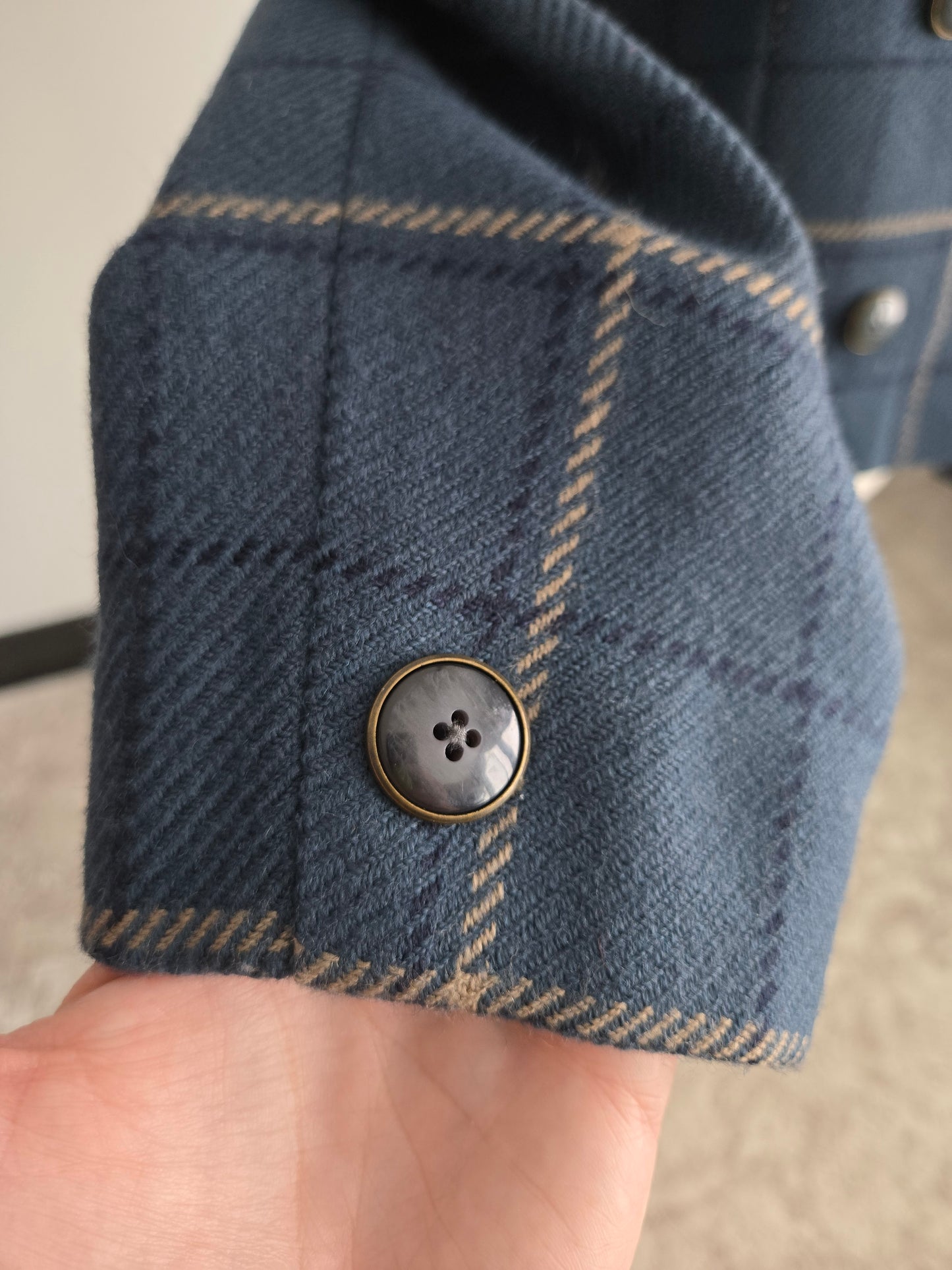 Rena Rowan for Saville Worsted Wool Dusty Blue Cropped Blazer - medium