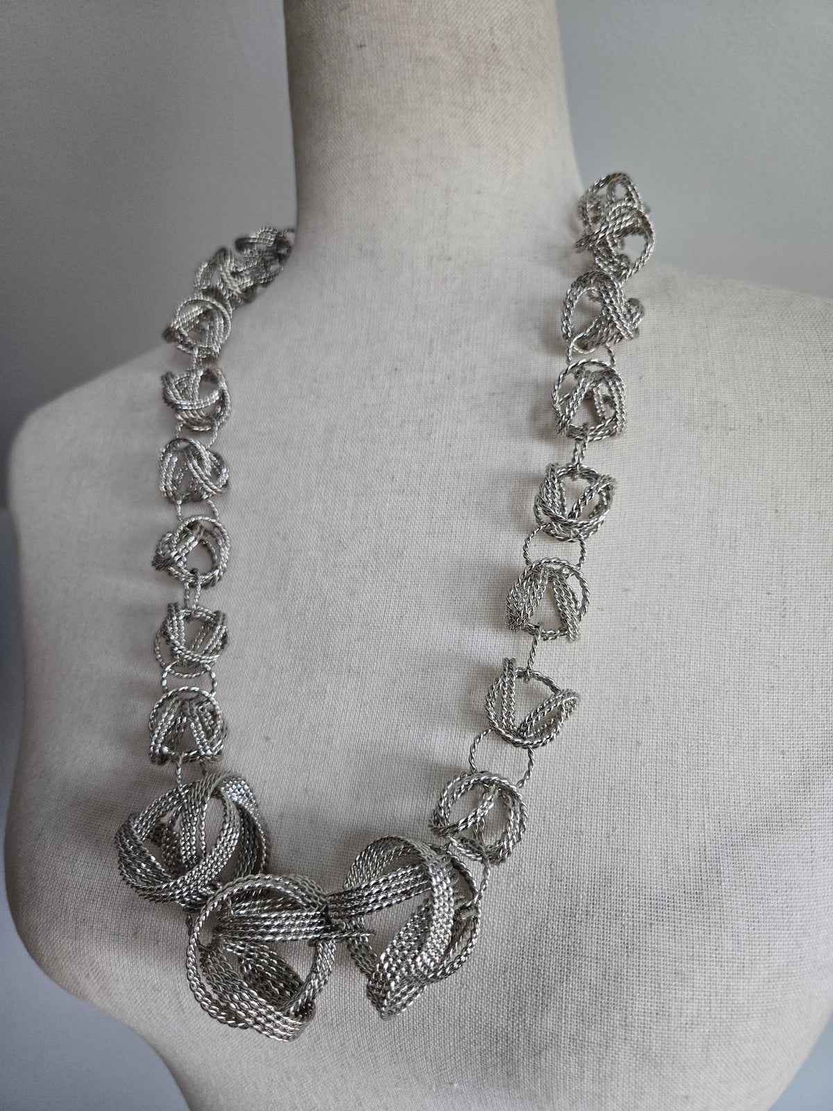 Vintage Funky Silver Ball Statement Necklace