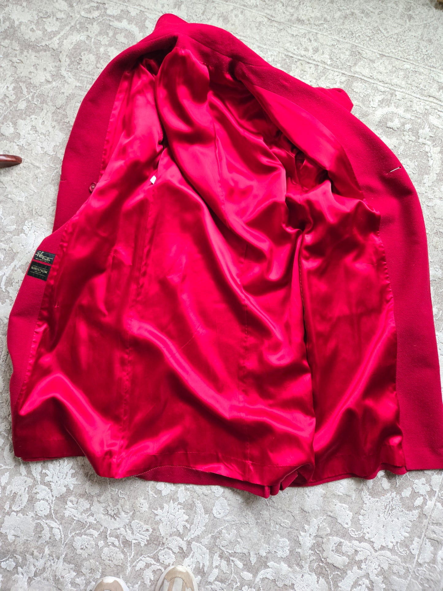 Vintage Nordstrom Gallery Red Camel Hair Over Coat Made in USA - L/XL