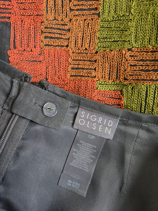 Sigrid Olsen Designer Silk Embroidered Skirt - W34"