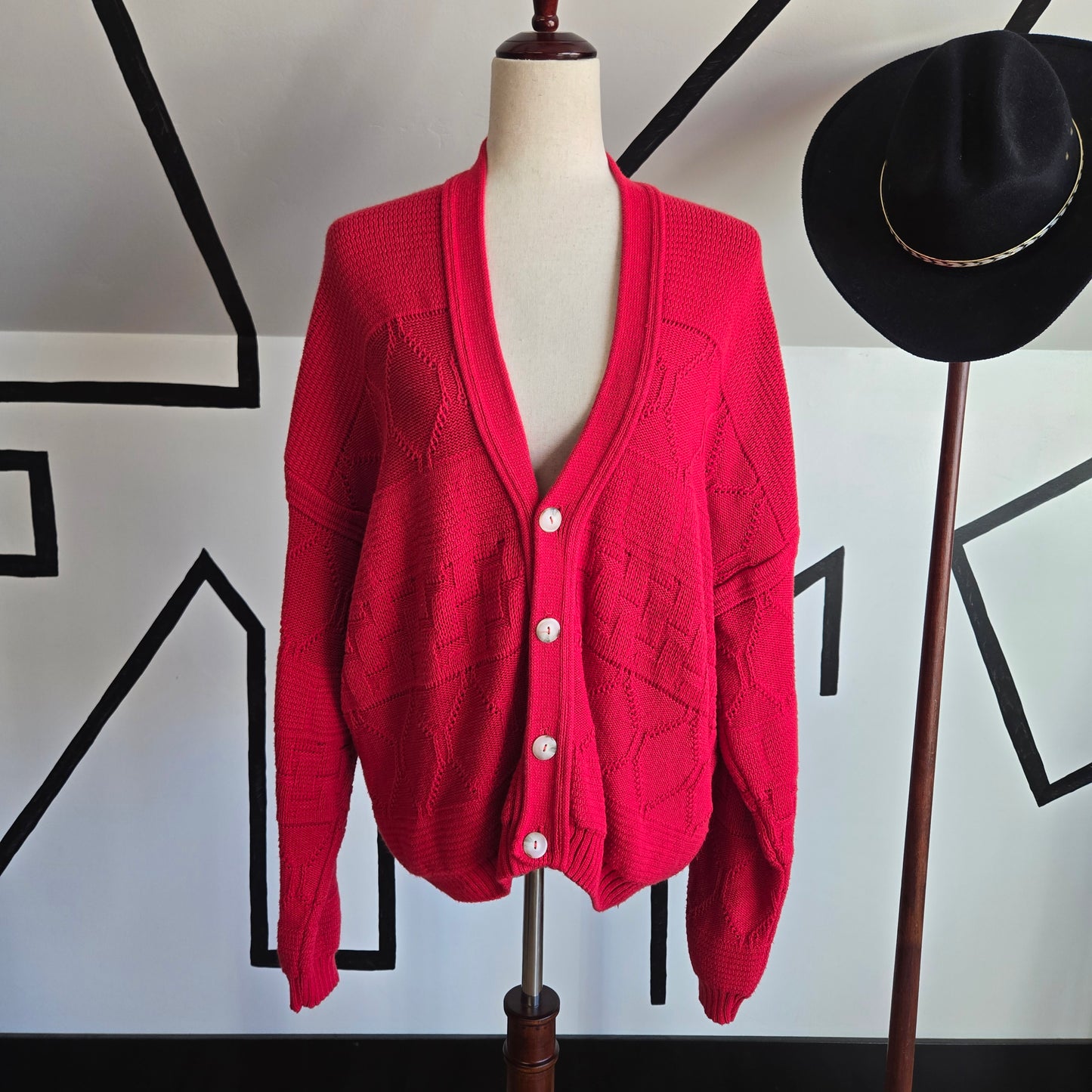 Pronto Uomo Vintage Made in Italy Red Cotton Blend Cardigan - large