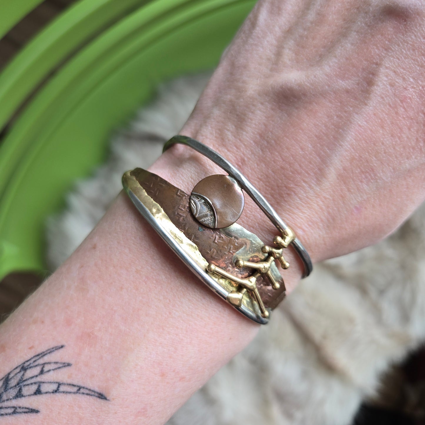 Mixed Metal Mountain Scape Bracelet and Earrings